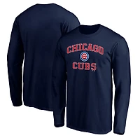 T-shirt à manches longues bleu marine pour homme, motif cœur et âme des Chicago Cubs