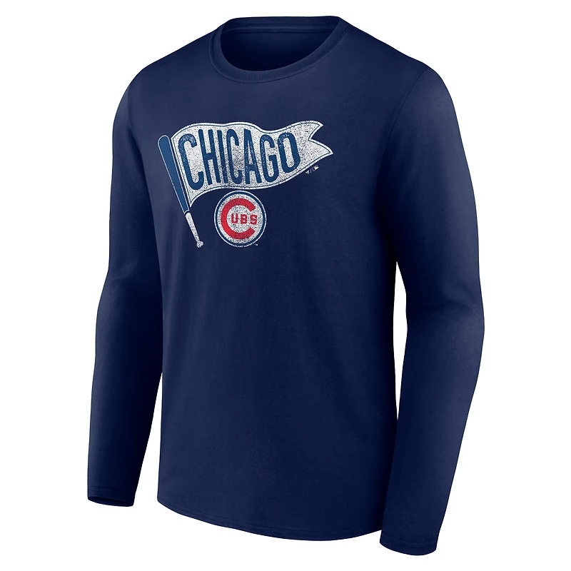 T-shirt à manches longues bleu marine pour homme, motif Hometown des Chicago Cubs