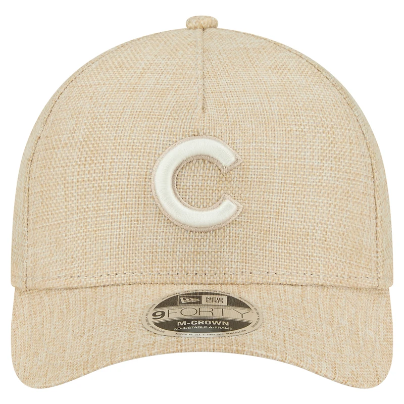 Casquette ajustable 9FORTY en coton tissé beige New Era pour homme des Chicago Cubs, modèle M-Crown A-Frame