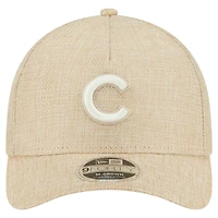 Casquette ajustable 9FORTY en coton tissé beige New Era pour homme des Chicago Cubs, modèle M-Crown A-Frame