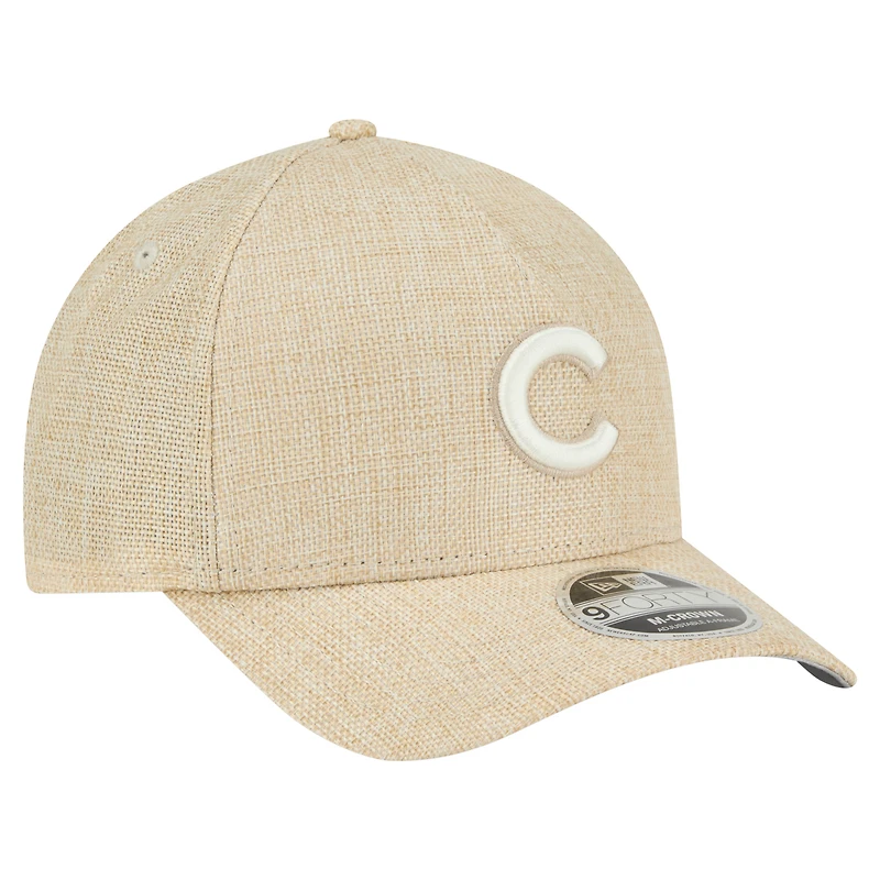 Casquette ajustable 9FORTY en coton tissé beige New Era pour homme des Chicago Cubs, modèle M-Crown A-Frame