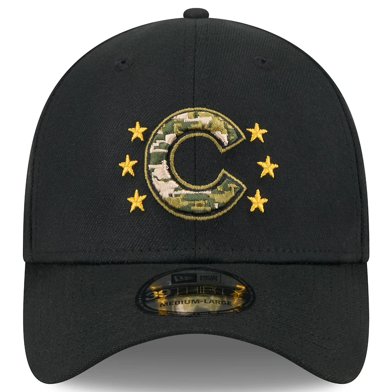 Men's New Era  Black Chicago Cubs 2024 Armed Forces Day 39THIRTY Flex Hat