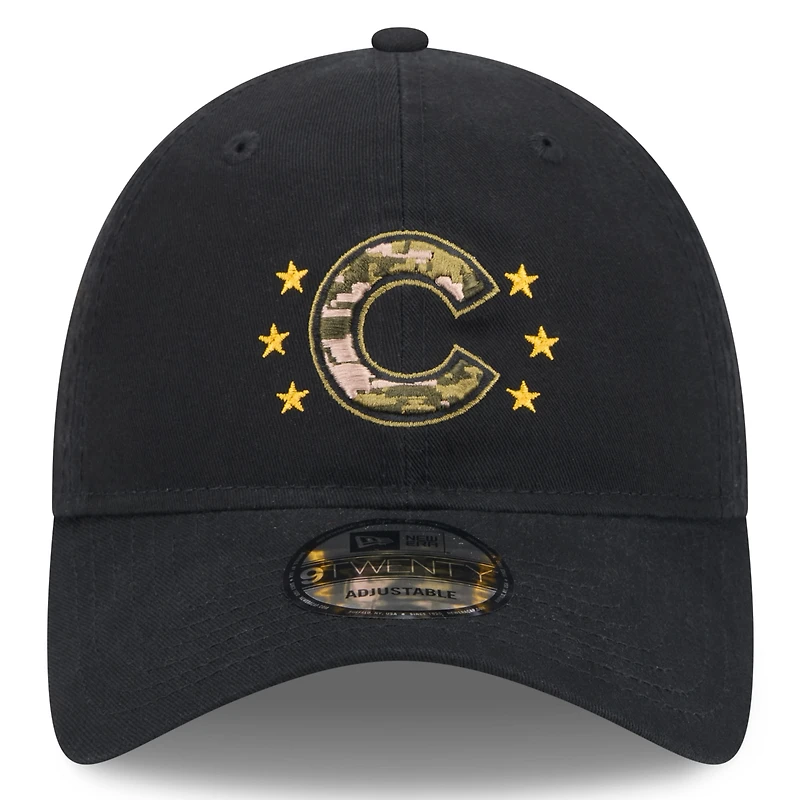Casquette réglable noire 9TWENTY pour la Journée des Forces armées 2024 des Chicago Cubs New Era pour hommes