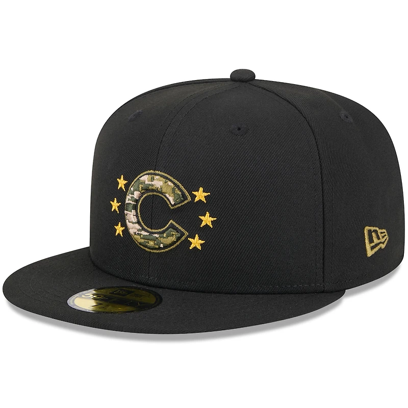 Men's New Era  Black Chicago Cubs 2024 Armed Forces Day On-Field 59FIFTY Fitted Hat