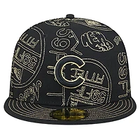 Men's New Era Black Chicago Cubs 59FIFTY Day Allover Fitted Hat