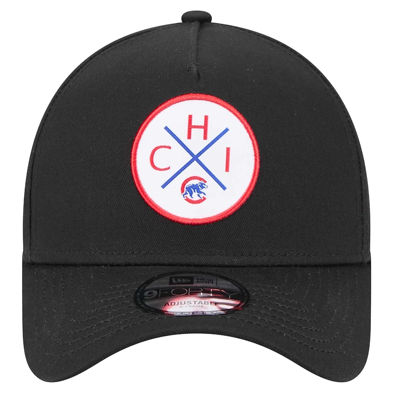 Casquette ajustable 9FORTY A-Frame Chicago Cubs noire New Era pour homme