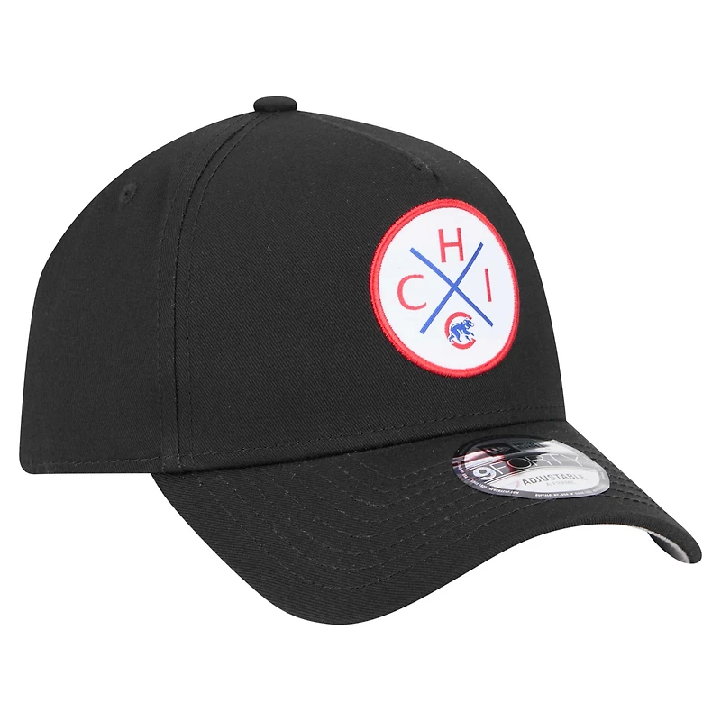 Casquette ajustable 9FORTY A-Frame Chicago Cubs noire New Era pour homme