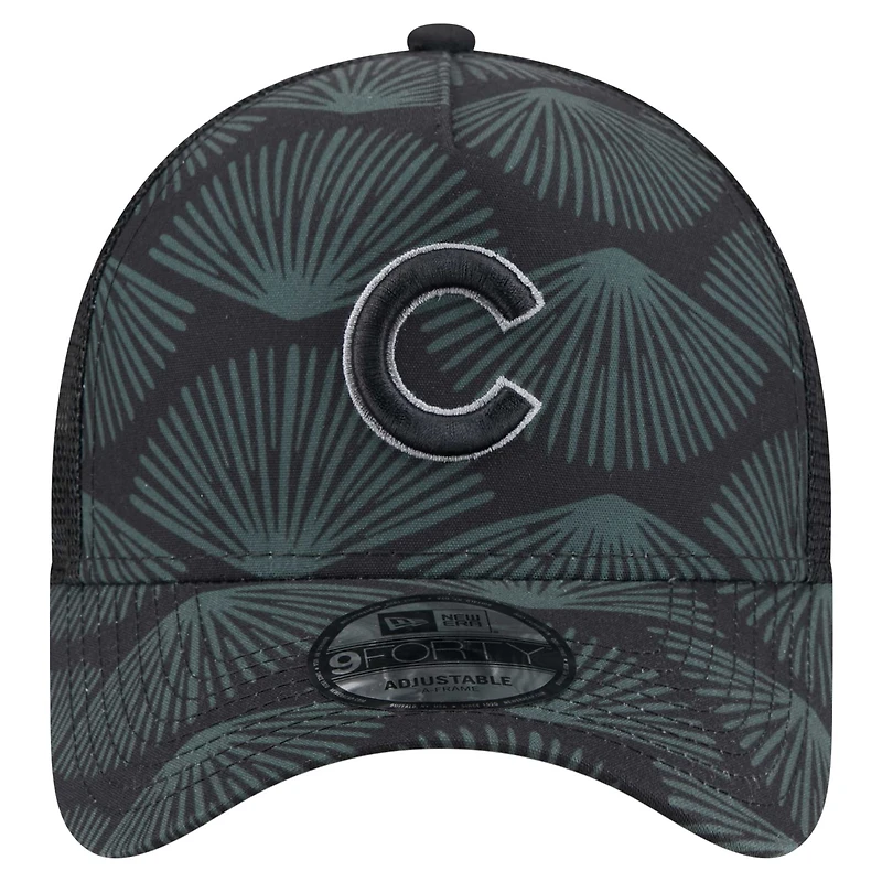 Men's New Era  Black Chicago Cubs 9FORTY A-Frame Trucker Adjustable Hat