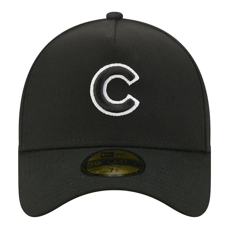 Casquette ajustée New Era noire Chicago Cubs A-Frame 59FORTY pour homme