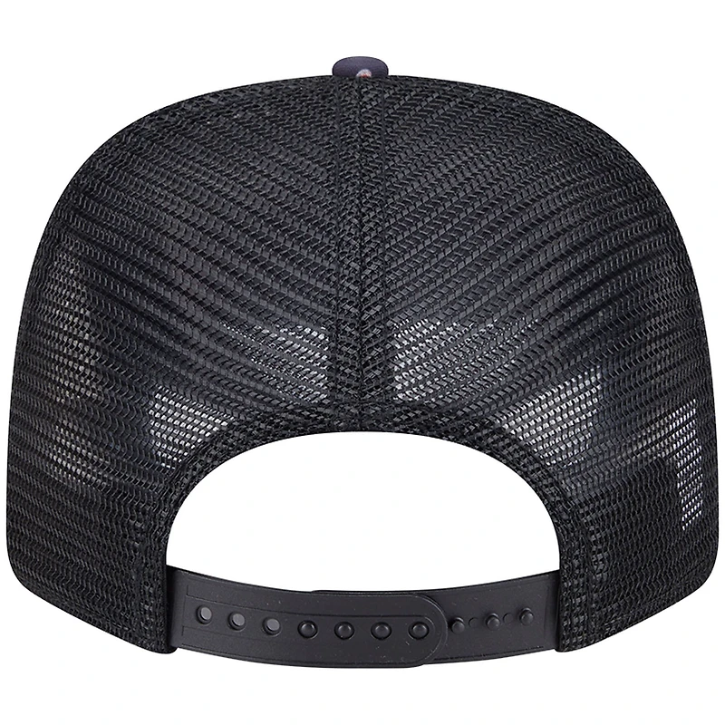 Men's New Era Black Chicago Cubs Adventure Drinks Pattern 9SEVENTY Stretch-Snap Hat