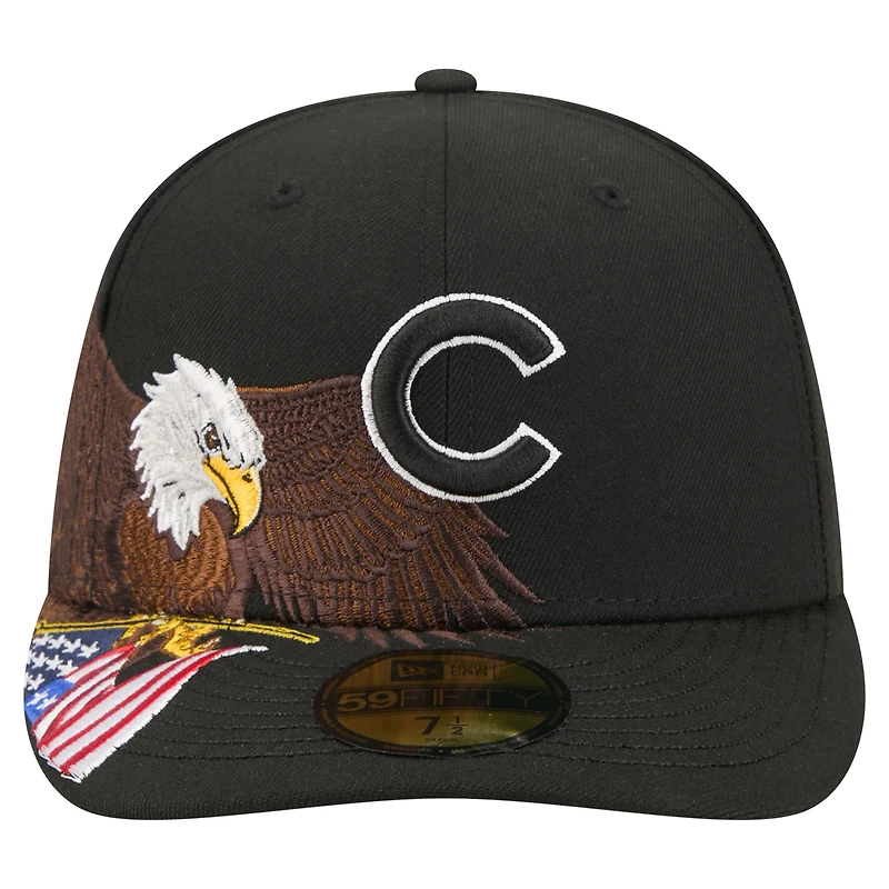 Men's New Era Black Chicago Cubs Americana Bald Eagle Pre-Curved 59FIFTY Fitted Hat