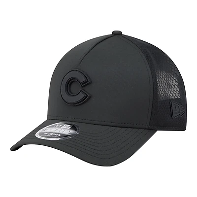 Casquette trucker New Era 9FORTY pour homme, noire, avec logo des Cubs de Chicago, couronne et monture en A.