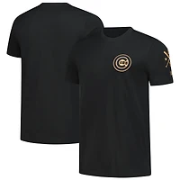 Men's New Era  Black Chicago Cubs Bronze Logo with Cross Bats Established T-Shirt