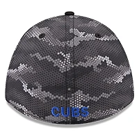 Casquette New Era noire Chicago Cubs Camo 39THIRTY Flex pour homme