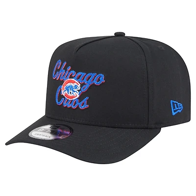 Men's New Era Black Chicago Cubs Chainstitch 9FIFTY A-Frame Snapback Hat