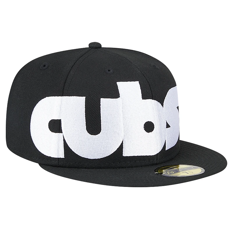 Casquette ajustée 59FIFTY sous-visière à carreaux noire des Chicago Cubs New Era pour hommes