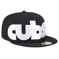 Casquette ajustée 59FIFTY sous-visière à carreaux noire des Chicago Cubs New Era pour hommes