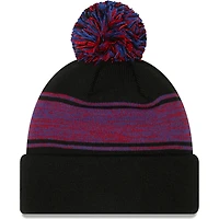 Bonnet en tricot noir à revers avec pompons Chicago Cubs New Era pour homme