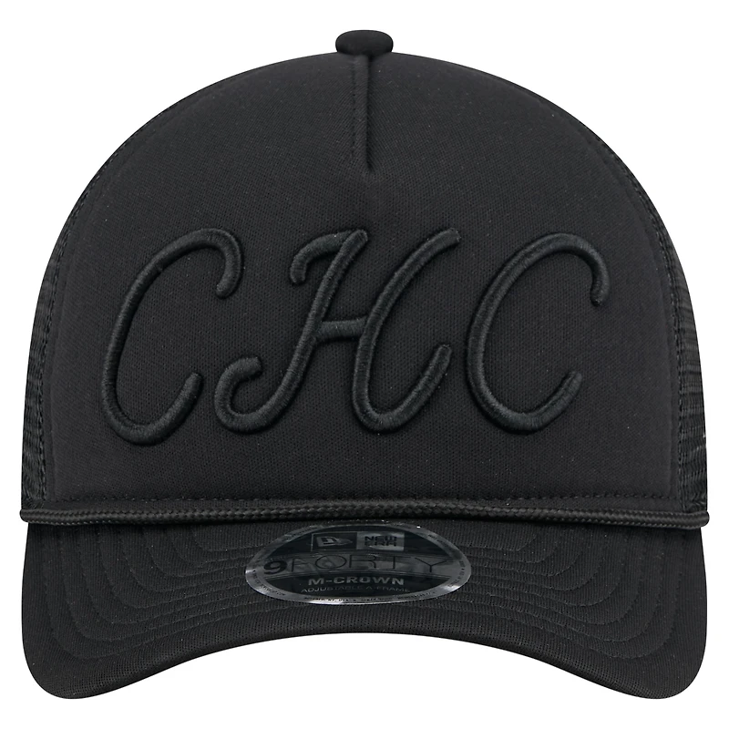 Casquette camionneur ajustable 9FORTY A-Frame M-Crown noire des Chicago Cubs pour homme New Era