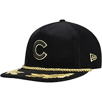Casquette réglable de golfeur en filigrane en velours côtelé noir Chicago Cubs New Era pour hommes