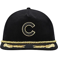Casquette réglable de golfeur en filigrane en velours côtelé noir Chicago Cubs New Era pour hommes