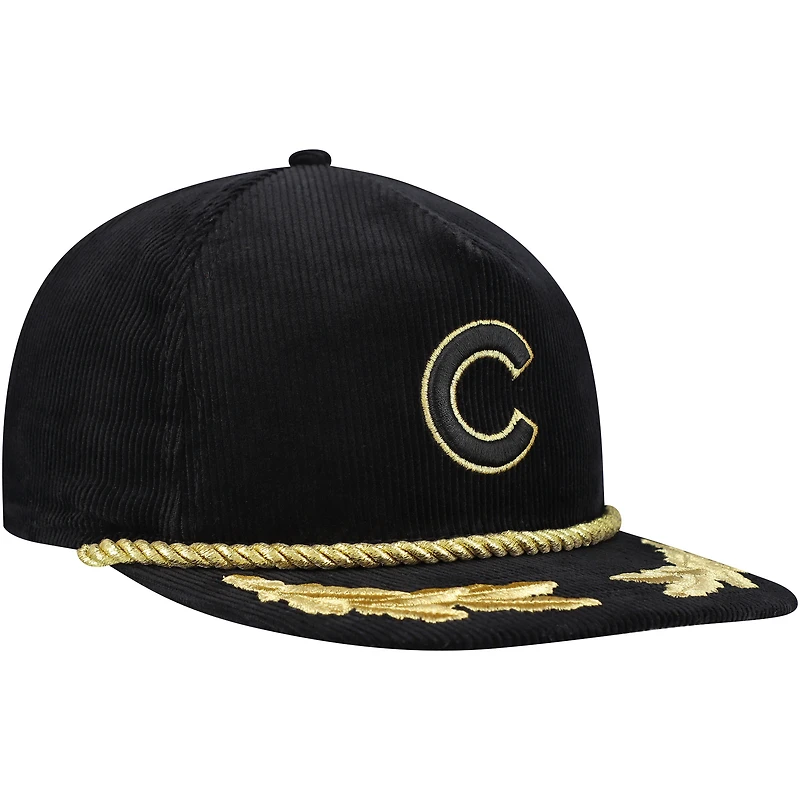 Men's New Era Black Chicago Cubs Corduroy Filigree Golfer Adjustable Hat