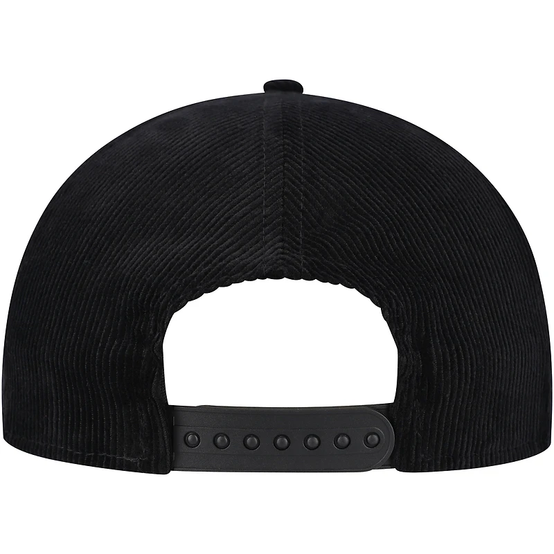 Casquette réglable de golfeur en filigrane en velours côtelé noir Chicago Cubs New Era pour hommes
