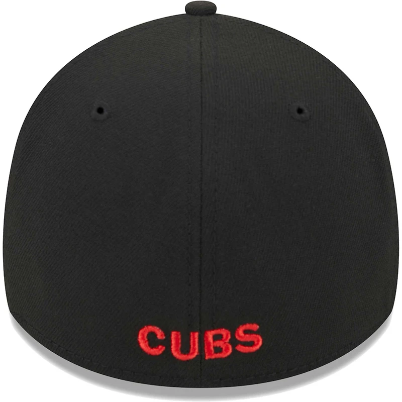 Casquette Flex 39THIRTY pour homme Chicago Cubs New Era noire avec logo