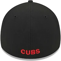 Casquette Flex 39THIRTY pour homme Chicago Cubs New Era noire avec logo