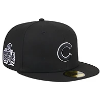Casquette ajustée 59FIFTY noire avec logo des Chicago Cubs New Era pour hommes