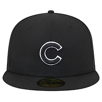 Casquette ajustée 59FIFTY noire avec logo des Chicago Cubs New Era pour hommes