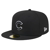 Casquette ajustée 59FIFTY noire avec logo des Chicago Cubs New Era pour hommes