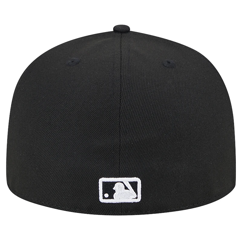 Casquette ajustée 59FIFTY noire avec logo des Chicago Cubs New Era pour hommes
