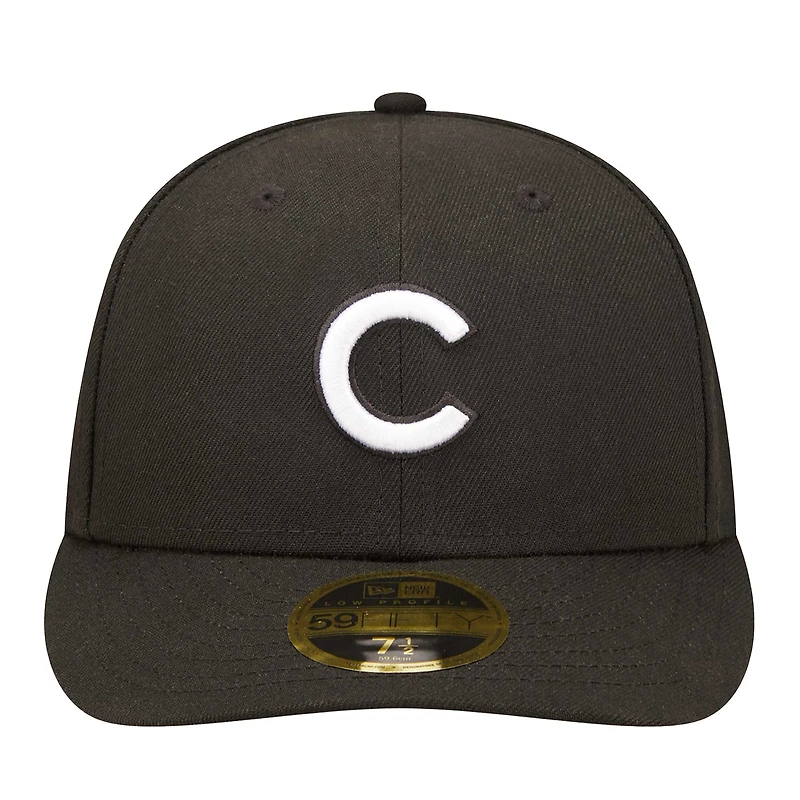 Casquette ajustée 59FIFTY à profil bas des Chicago Cubs New Era pour hommes, noire