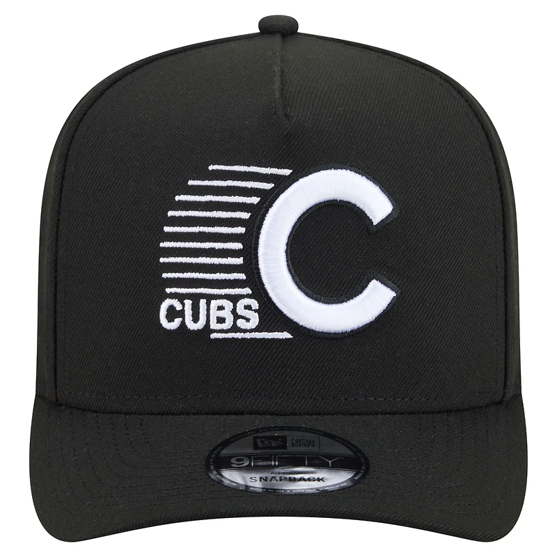 Men's New Era  Black Chicago Cubs Motion A-Frame 9FIFTY Snapback Hat