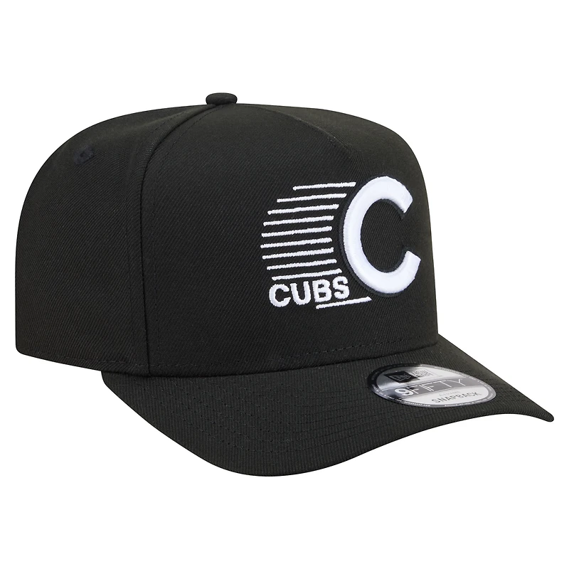 Men's New Era  Black Chicago Cubs Motion A-Frame 9FIFTY Snapback Hat