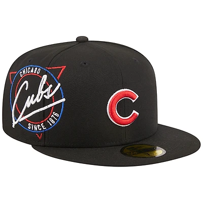 Casquette ajustée 59FIFTY pour homme Chicago Cubs Neon New Era noire