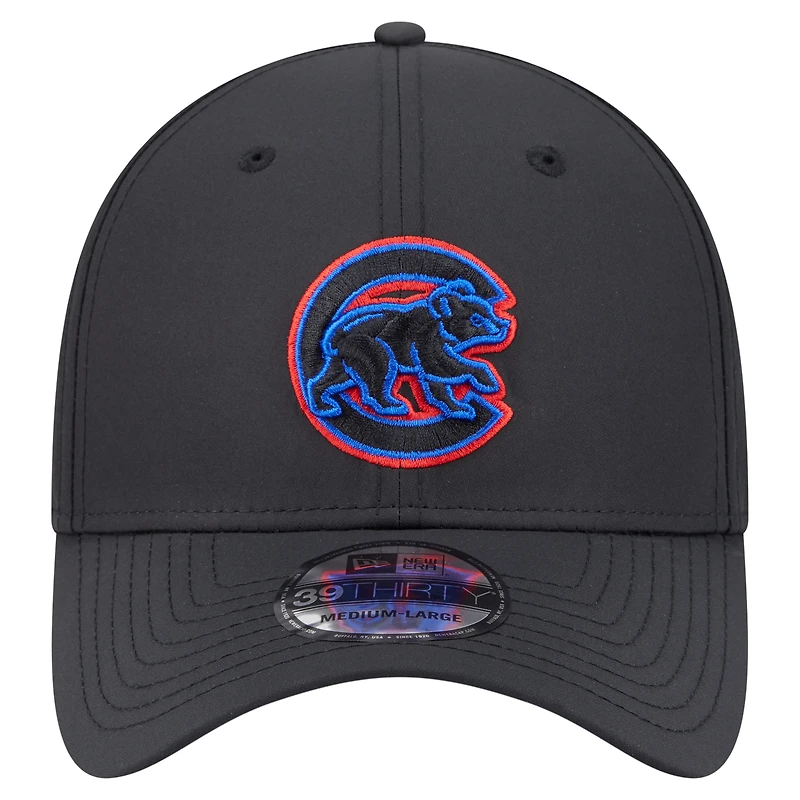 Casquette New Era noire Chicago Cubs Night 39THIRTY Flex pour homme