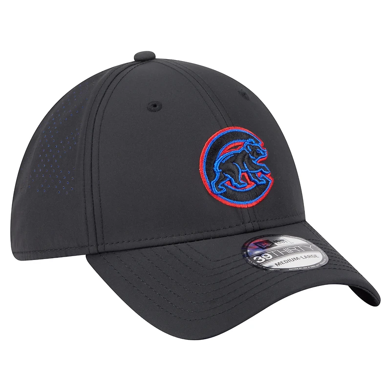 Casquette New Era noire Chicago Cubs Night 39THIRTY Flex pour homme