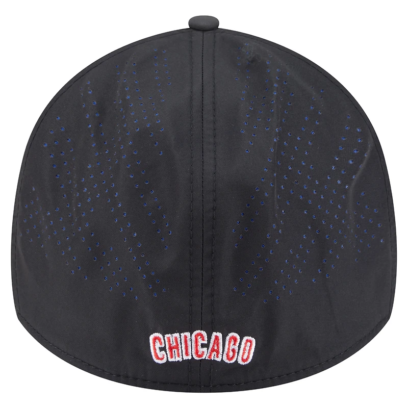 Casquette New Era noire Chicago Cubs Night 39THIRTY Flex pour homme