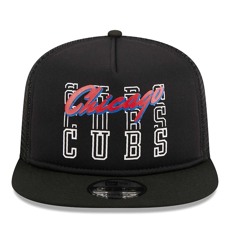 Men's New Era Black Chicago Cubs  Street Team A-Frame Trucker 9FIFTY Snapback Hat