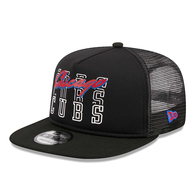 Men's New Era Black Chicago Cubs  Street Team A-Frame Trucker 9FIFTY Snapback Hat