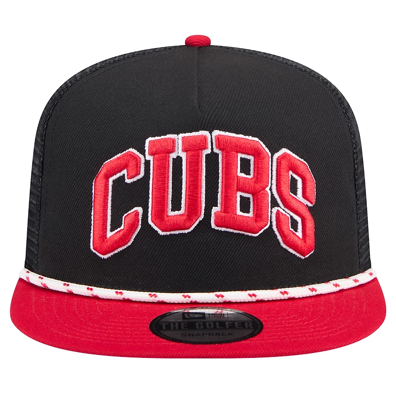 Men's New Era Black Chicago Cubs Throwback Meshback Golfer Hat