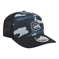 Casquette New Era noire pour homme Chicago Cubs à motif camouflage ton sur ton 9SEVENTY à boutons-pression extensibles