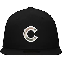 Men's New Era Black Chicago Cubs Troop Chant Camo Undervisor 59FIFTY Fitted Hat