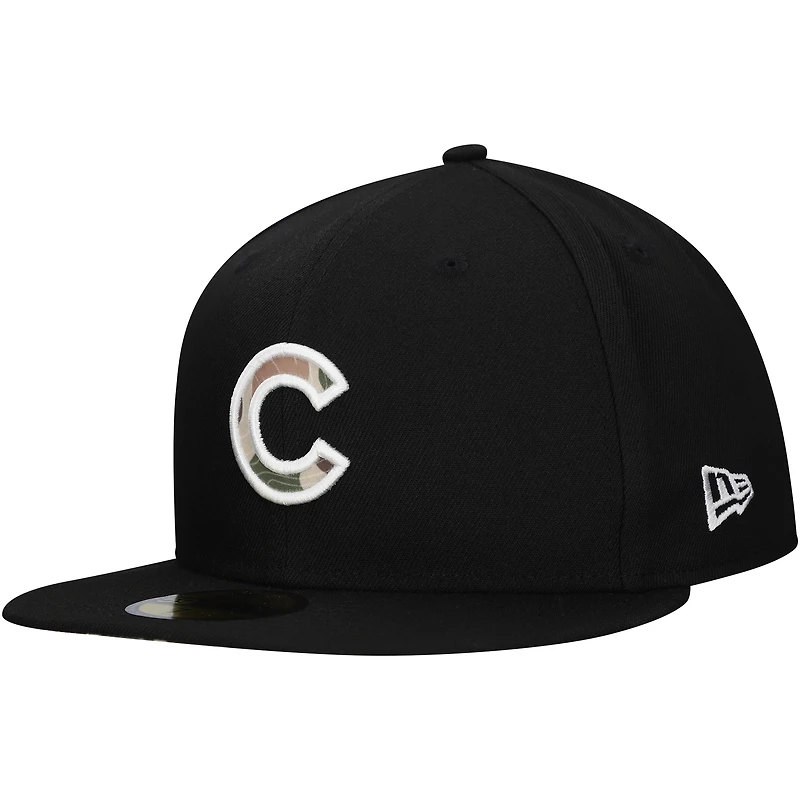 Casquette ajustée 59FIFTY noire pour hommes des Chicago Cubs Troop Chant Camo Undervisor New Era