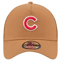 Men's New Era Brown Chicago Cubs A-Frame Trucker 9FORTY Adjustable Hat