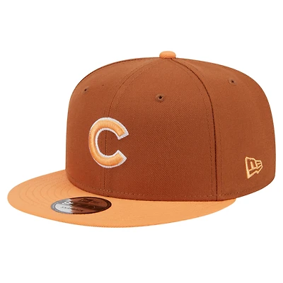 Casquette Snapback 9FIFTY bicolore marron New Era pour hommes des Chicago Cubs couleur printanière