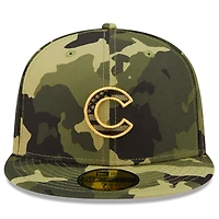 NWE CUBS CAMO MLB 2022 JOURNÉE DES FORCES ARMÉES SUR LE TERRAIN 59FIFTY HATMENHIC