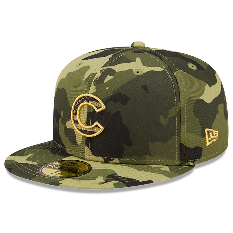NWE CUBS CAMO MLB 2022 JOURNÉE DES FORCES ARMÉES SUR LE TERRAIN 59FIFTY HATMENHIC